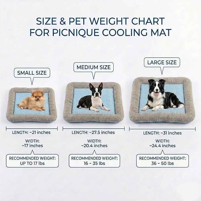 Dog Cooling Bed Summer Sleeping Cool Ice Silk Bed for Small, Medium, Large Dogs & Cats Breathable Washable Pet Beds with Non-Slip Bottom Blue (Blue Mat, Medium)