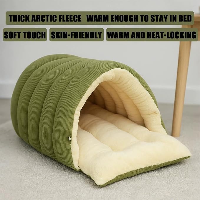 Cozy Monster Cat Bed, Niopets Cave Style Pet Bed, Warm Cats Tent Nest for Sleeping & Lounging, Removable and Washable Winter Closed-Off Cat Bed, Cute House for Small Dogs and Pets (J, Large)