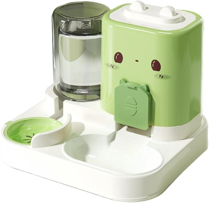 Baoblaze 2 in 1 Automatic Pet Feeder Removable Drinking Household Supplies Water Dispenser Pet Feeding Bowl for Small Dogs Kitten Puppy Bunny Animals, Green