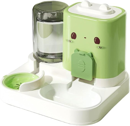 Baoblaze 2 in 1 Automatic Pet Feeder Removable Drinking Household Supplies Water Dispenser Pet Feeding Bowl for Small Dogs Kitten Puppy Bunny Animals, Green