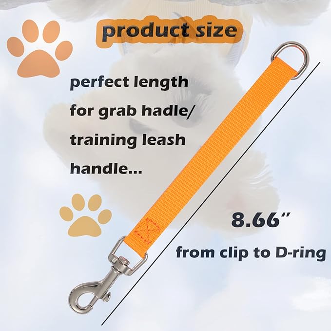 Short Dog Leash 2PCS Traffic Leashes 8" Pet Lead Training Pets Leads Dogs Grab Tab Orange & Sky Blue Dog Lead for Indoor Outdoor Daily Walking Backup Hiking(Orange & Sky Blue)