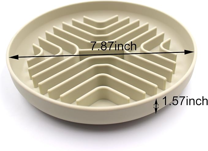 Slow Feeder Bowls for Dogs and Cats, 7.9inch Slow Down Bowl with Suction Cups, Puzzle Pet Bowls Non-Slip Design Dishwasher Microwave Safe (Beige)