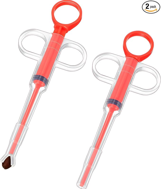 2 Pieces Pet Pill Plunger Popper for Small Cats Dogs Pill Gun Dispenser Shooter Pet Piller Soft Tip Tablet Syringe Pusher Animal Medicine Feeder for Feeding Accessories (Red)