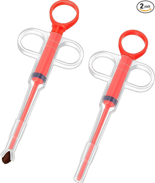 2 Pieces Pet Pill Plunger Popper for Small Cats Dogs Pill Gun Dispenser Shooter Pet Piller Soft Tip Tablet Syringe Pusher Animal Medicine Feeder for Feeding Accessories (Red)