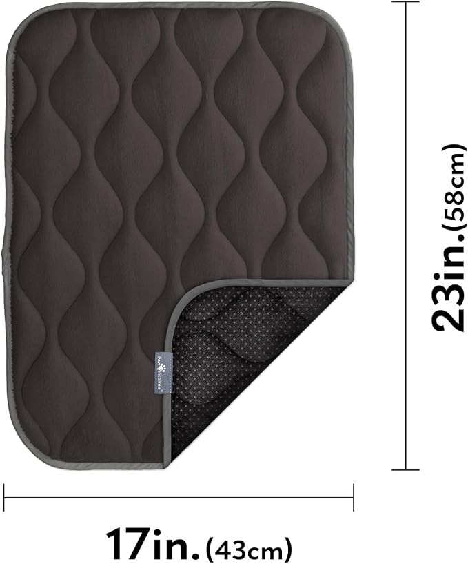 Paw Inspired Washable Padded Crate Mats for Dogs | 23” x 17” Pad, Fits 24-inch Kennels | Leakproof, Waterproof Bottom, Plush Pet Beds (Gray)