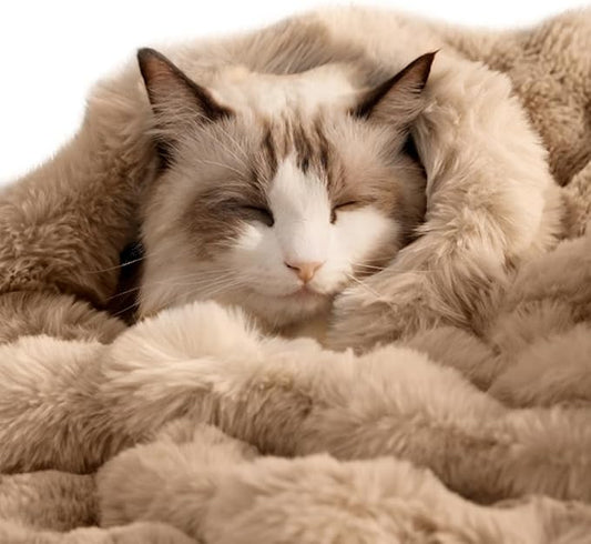 SOMAHE Pet Blanket, Reversible Sherpa & Bubble Fleece Pet Throw, Ultra-Soft Plush for Cats & Small Dogs, Machine Washable, Anti-Static, Warm & Cozy,28"×22" Inch Coffee