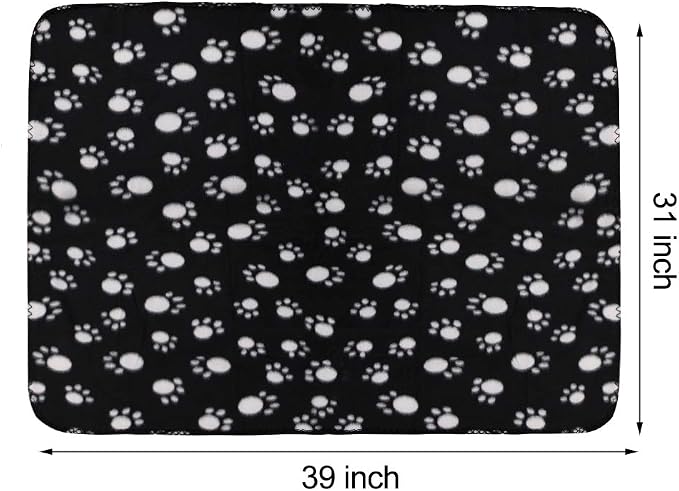 Comsmart Dog Blankets for Small Dogs, 6 Pack Puppy Blanket Cute Paw Print Pet Blanket for Dog, Puppy, Cat, Kitten, 39x31 inches, Black