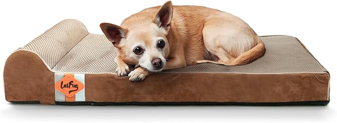 Laifug Orthopedic Dog Beds for Large Dogs,3" Memory Foam Dog Beds,Durable Water Proof Liner Removable and Washable, Nonskid Bottom, Brown 34"x22"x3"