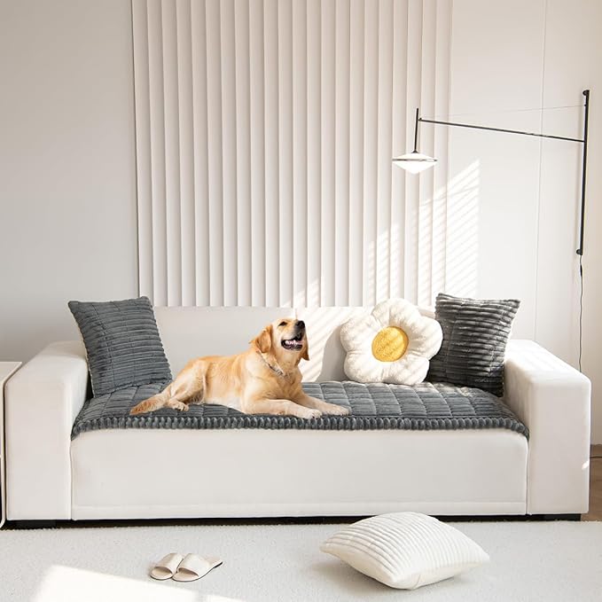 Gumfolk Pet Couch Covers for Sofa Slipcovers Couch Protector for Dogs Washable Cushion Cover, Sofa Pad Blanket Furniture, Dark Grey, 27in*59in