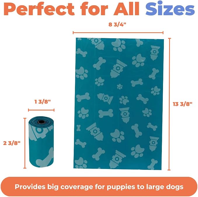 Best Pet Supplies Dog Poop Bags for Waste Refuse Cleanup, Doggy Roll Replacements for Outdoor Puppy Walking and Travel, Leak Proof and Tear Resistant, Thick Plastic - Turquoise, 240 Bags