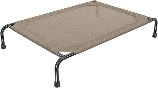 Simple Trending Elevated Dog Bed for Large Sized Dogs, Outdoor Raised Dog Cot Pet Hammock Bed with Cooling Breathable Mesh Anti-Slip Feet, Brown, 47.75inches