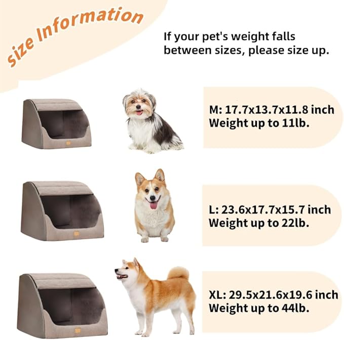 Large Dog House Indoor, Soft Plush Dog Cave Bed Covered Dogs Bed with Fluffy Washable Cushion, Portable Dog/Cat Pet Tent House for Small Medium Dogs (Grey, Large)