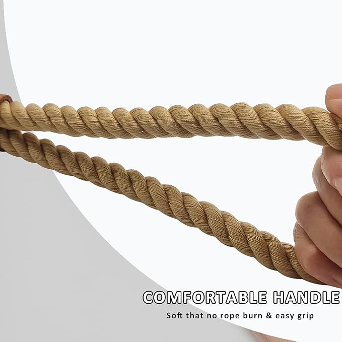 BTINESFUL Heavy Duty Cotton Dog Leash 3FT/ 5FT/ 10FT, Strong Rope Leash Soft Handle Dog Traction for Large Medium Dogs Hiking, Camping, Exploring, Walking(1/2" x 10ft, Brown)