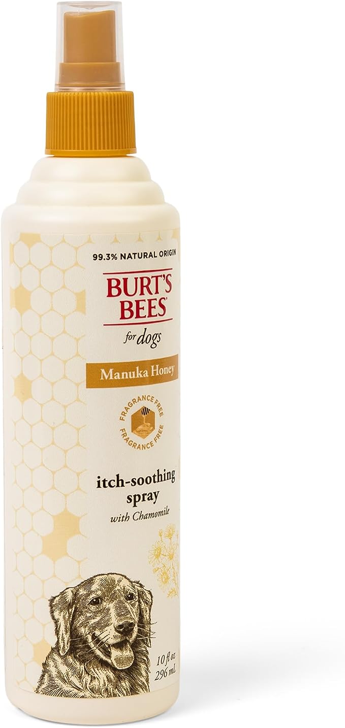 Burt's Bees for Pets Itch Relief Spray for Dogs, Manuka Honey & Chamomile, Soothes Itchy Skin Between Baths, Naturally Derived, No Artificial Fragrances, Sulfates or Colorants, 10 Fl Oz