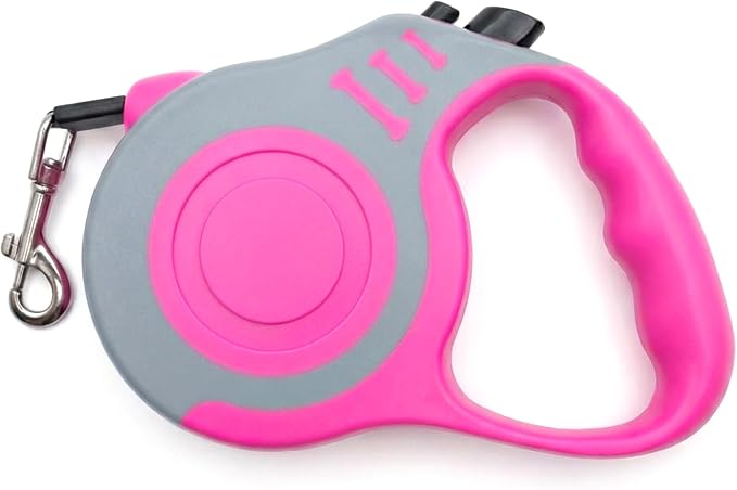 Retractable Dog Leash Lightweight 10/16FT Leash with Non-Slip Handle, for Small Dogs Puppy(Gray Pink, 10FT)