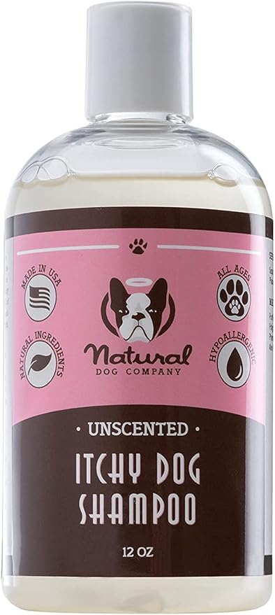 Natural Dog Company Itchy Dog Shampoo for Dogs – Hypoallergenic Dog Shampoo for Itchy Skin Relief, Aloe Vera, Jojoba, Sea Kelp, Lavender & Eucalyptus, Sulfate & Paraben Free, 12 oz