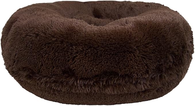 Bessie and Barnie - Luxury Extra Plush Faux Fur Bagel Pet/Dog Bed (Grizzly Bear, S)