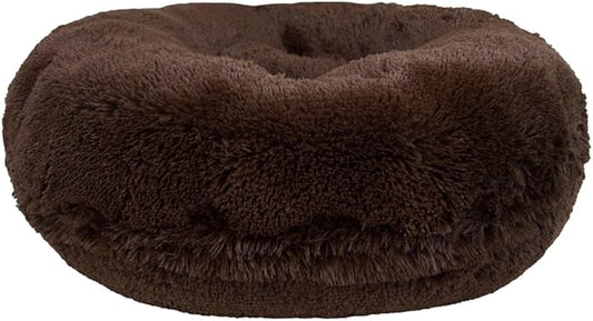 Bessie and Barnie - Luxury Extra Plush Faux Fur Bagel Pet/Dog Bed (Grizzly Bear, S)