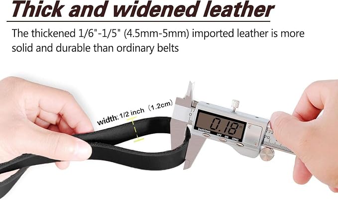 LWBMG Leather Dog Leash 4ft x 1/2 inch, Leather Dog Leash for Small Dogs, Strong Sturdy Genuine Leather Braided Dog Leash, Soft and Comfortable Leather Training Leash for Small Medium Dogs Black