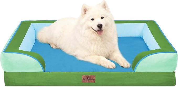 Comfort Expression Orthopedic Dog Bed for Large Dogs 36x27 Inch, Waterproof Egg Crate Foam Large Pet Bed with Bolsters, Dog Couch with Washable Cover & Non-Slip Bottom, Boston