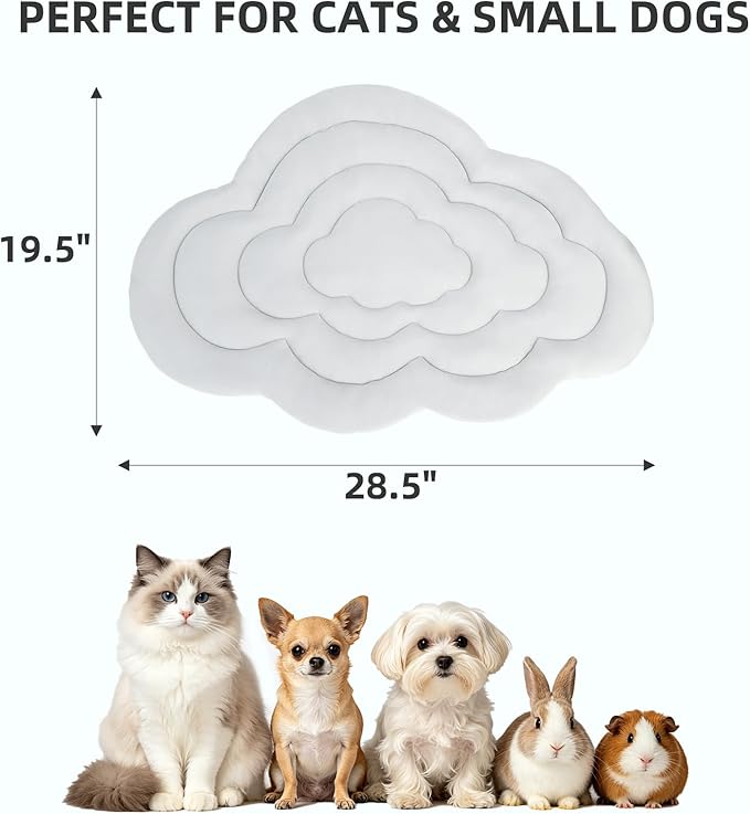 PUPTECK Cat Cooling Mat, 28.5"x19.5" Reversible Cooling & Warm Cat Sleeping Blanket Pad, Soft & Comfortable Summer Pet Cool Thick Cute Bed for Kittens Small Dogs Accessories, Grey Cloud