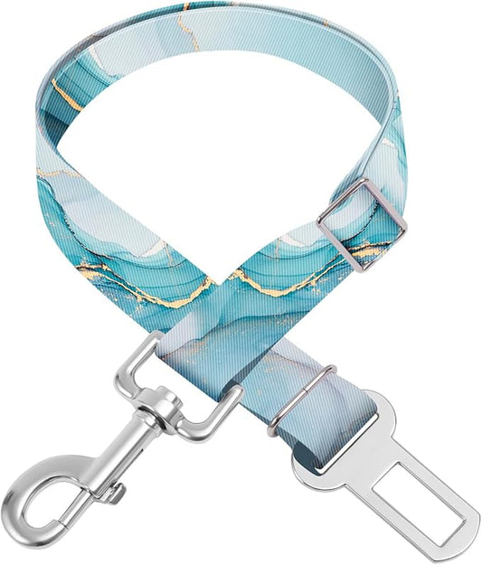 Adjustable pet cat and Dog car seat Belt，The Lanyard is Flexible and Adjustable from 20 to 33 inches(Blue Marble)