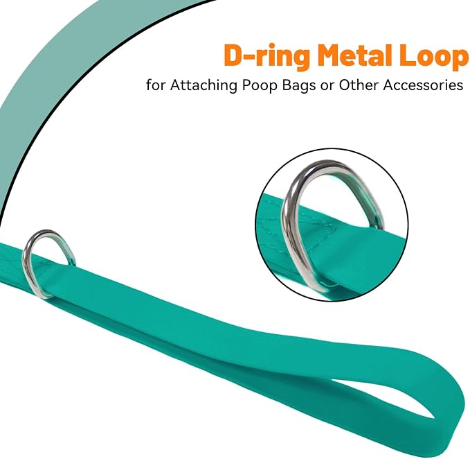 Waterproof Dog Leash, 5/6 FT Durable Odor-Proof Dog Leashes with Strong Metal Hooks Fits Small Medium or Large Dogs (Emerald Green, 5FT - 3/4 inch Width)