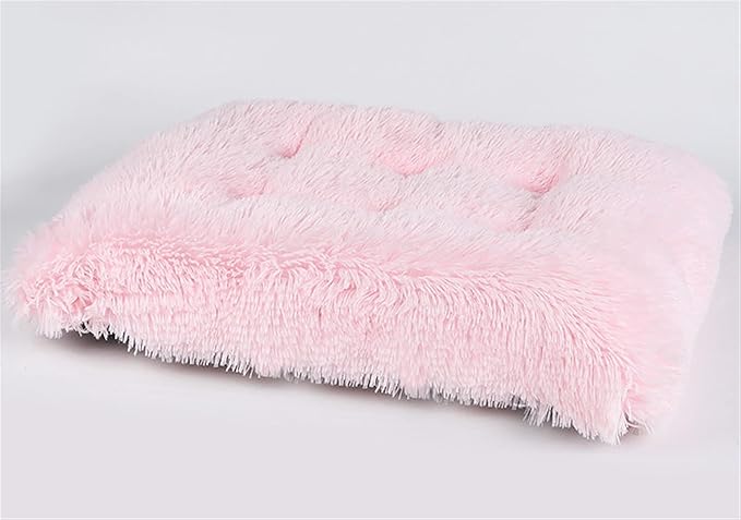Long Plush Calming Pet Bed Cuddler Pet Bed for Dogs and Cats Fluffy Faux Fur Dog Bed with Anti Slip Bottom Machine Washable Pet Sleep Bed Crate Mat Light Pink XL
