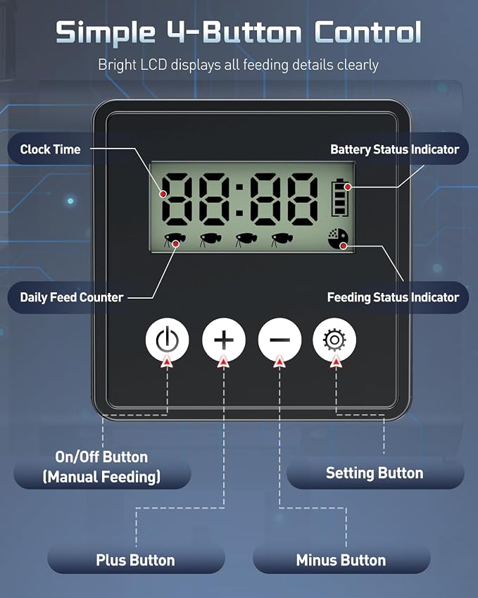 Pawfly Automatic Fish Feeder for Aquarium, 200/450 mL Auto Fish Feeder Automatic Dispenser, Adjustable Auto Fish Food Dispenser with Timer, Fish Food Vacation Feeder, Battery Operated (Not Included)