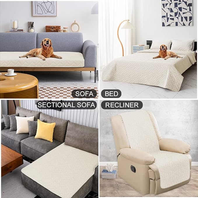 fuguitex Waterproof Dog Bed Cover Couch Cover, Anti-Slip Cat Mat Pet Pad Blanket for Sofa Chair Recliner Furniture Protrctor