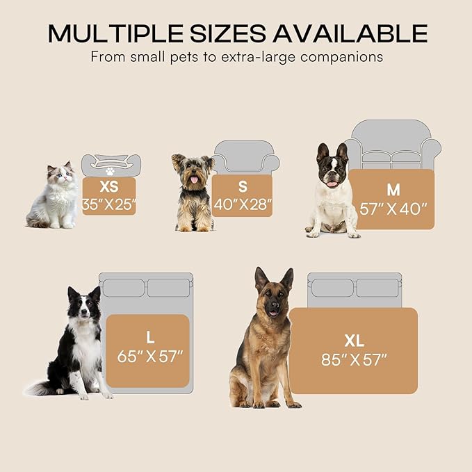 Luciphia Waterproof Blanket for Dog Washable Reversible Sherpa Fleece Throw Blanket for Bed Couch Soft Liquid Pee Proof Furniture Cover Protector for Small Medium Large Pet Cat Khaki 65" x 57"