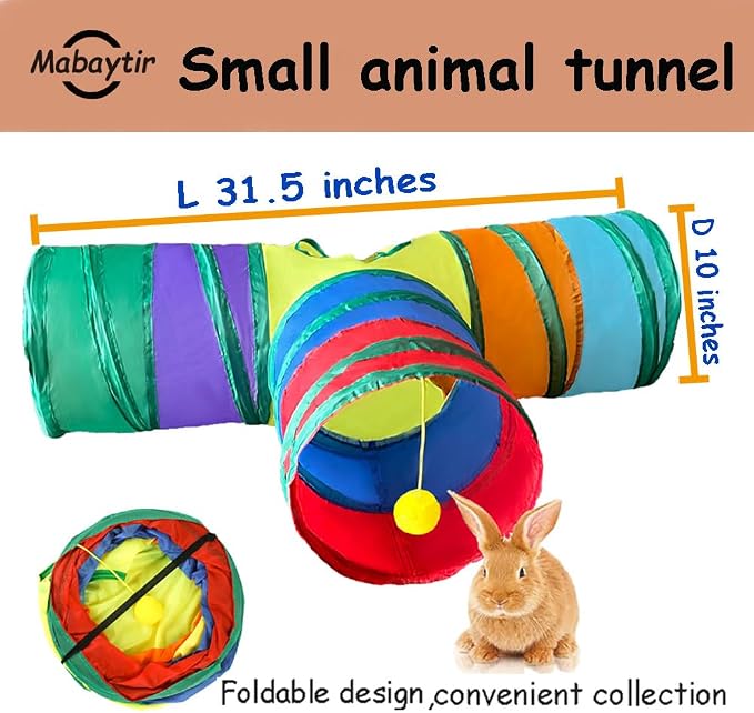 3-Way Collapsible Cat Tunnel Tube Toy Rainbow T— Interactive Play Tunnel with Hanging Ball & Peek Hole for Indoor Cats, Kittens, Puppies & Rabbits | Hours of Fun & Exercise