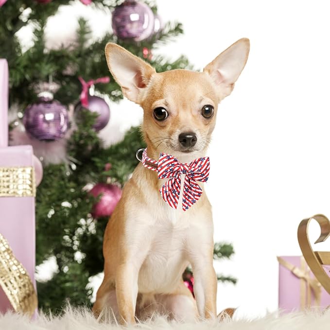 Unique style paws Independence Day Dog Collar with Bowtie Striped Star Puppy Collar for Small Medium Large Boys Girls Dogs
