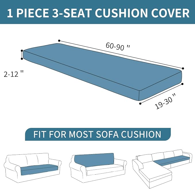 XINEAGE Couch Cushion Covers,Loveseat Sofa Seat Slipcovers for Pets,Non Slip Sofa Seat Cover Washable,Sofa Slipcovers with Elastic Bottom(1 Piece Sofa Cushion Cover,Coffee)