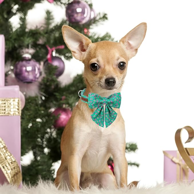 Unique style paws Cartoon Dog Collar with Bowtie Spring Summer Puppy Collar with Flower for Small Medium Large Boys Girls Dogs