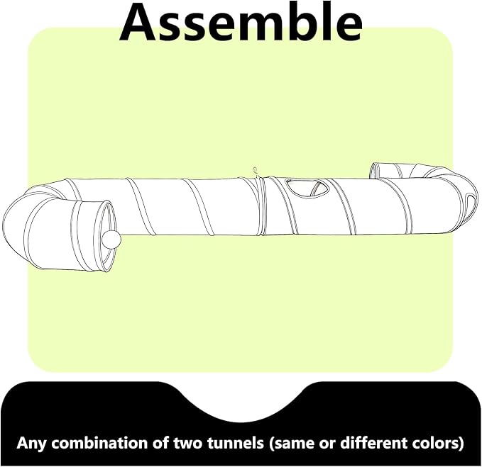 Cat Tunnel, 2-Way Collapsible Cat Tube with Interactive Peek-A-Boo Hole, Toy Ball, and Rope – Ideal for Indoor Cats, Kittens, and Rabbits (Green)