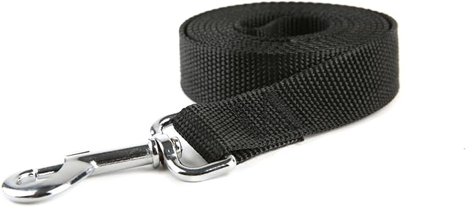 Nylon Dog Training Leash, Traction Rope, 4Ft /5 Foot /6 Feet Long, 5/8 inch 3/4 Inch 1 Inch Wide, for Small and Medium Dogs (1'' x 12 FT, Black)