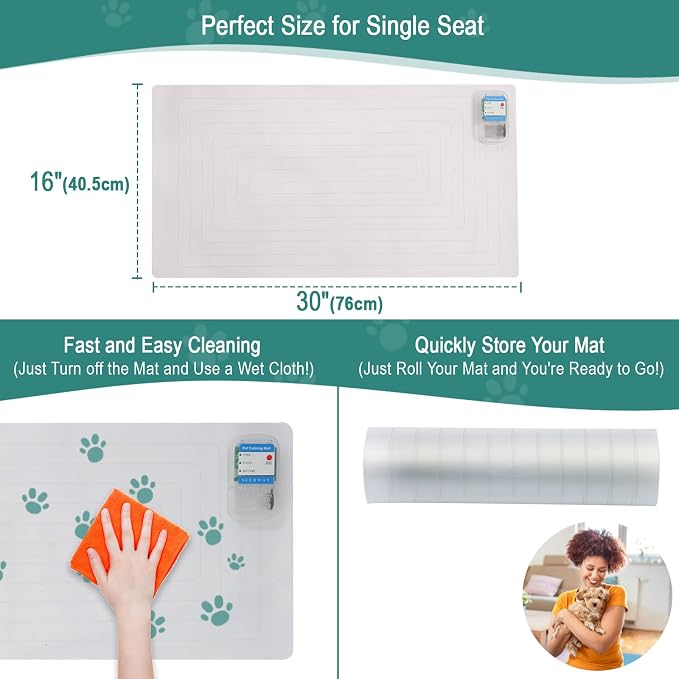 SEERWAY Scat Pet Shock Mat Indoor, Safe Shock Training Pads for Dogs and Cats, Electric Repellent Mat Keeps Pets Off Couch, Sofa, Counter Top, 3 Training Modes, 30"x16" Rectangular, Battery Operated
