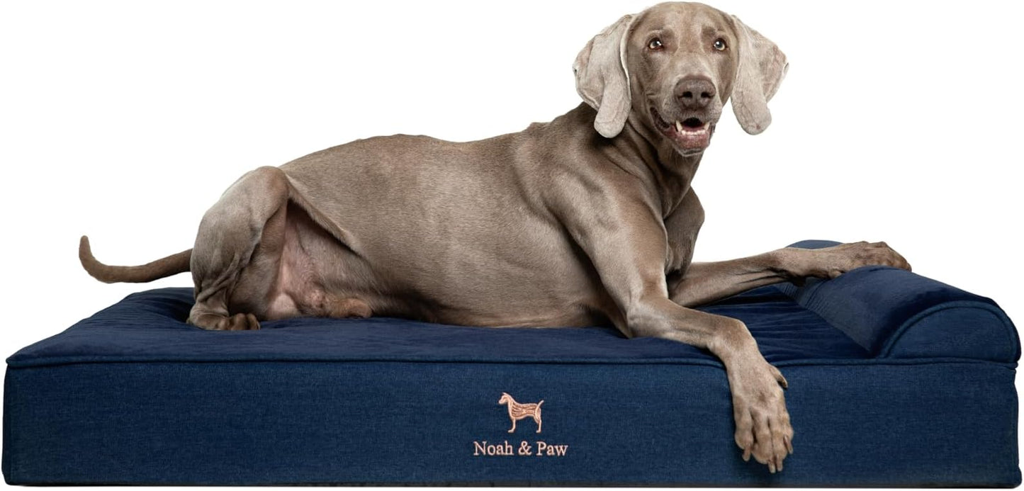 NOAH & PAW XL Dog Bed, 45x35x9.1 Inch, Orthopedic Large Dog Beds, Eggshell Memory Foam Infused with Cooling Gel, Water Resistant, Machine Washable, Includes Inner Cover (Denim Collection)