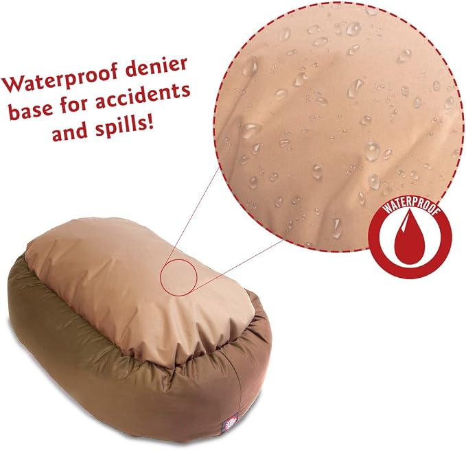 Majestic Pet 24 Inch Bagel Calming Dog Bed Washable – Cozy Soft Round Dog Bed with Spine Support for Dogs to Rest their Head - Fluffy Donut Puppy Mat 24x19x7 (Inch) Small – Khaki