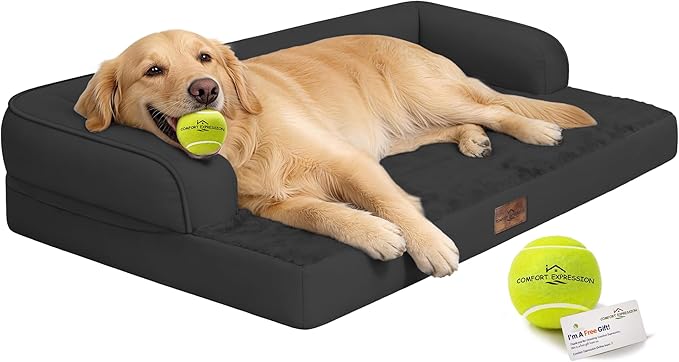 Comfort Expression Extra Large Dog Bed - XL Washable Waterproof Orthopedic Pet Bed for Big Dog Pet Couch Memory Foam Sofa Bolster with Removable Cover - 42 x 30