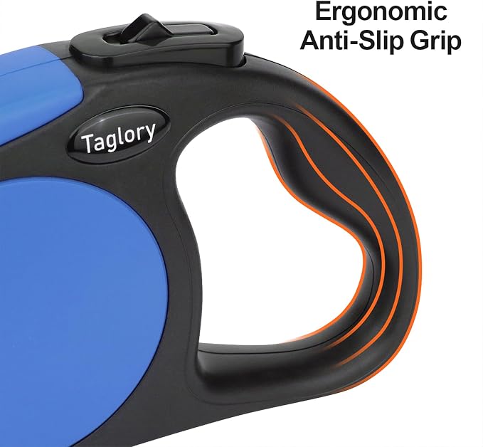 Taglory Retractable Dog Leash, 16ft No Tangle Leash Retractable for Medium and Large Dogs Up to 100 lbs, One-Handed Brake, Pause, Lock, Blue