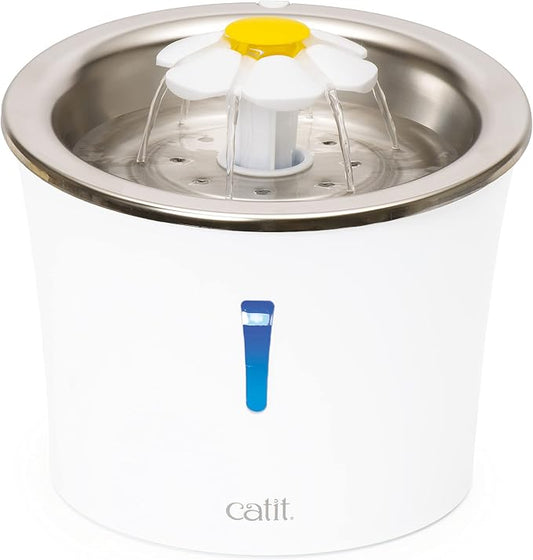 Catit LED Flower Fountain with Triple Action Filter, Cat Drinking Water Fountain, 3 L