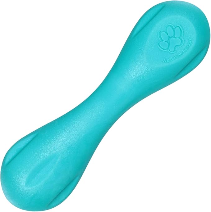 WEST PAW Zogoflex Hurley Dog Bone Chew Toy – Floatable Pet Toys for Aggressive Chewers, Catch, Fetch – Bright-Colored Bones for Dogs – Recyclable, Dishwasher-Safe, Non-Toxic, X-Small, Teal