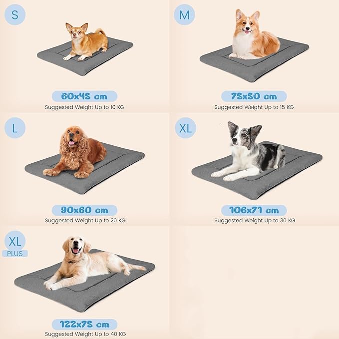 Dog Crate Pad Washable, Plush 36 x 23 Inch Anti-Slip Kennel Mat for Medium to Large Dogs up to 70 lbs, Fits Wire or Metal Crates, Travel, Home, Training Use, Dark Grey