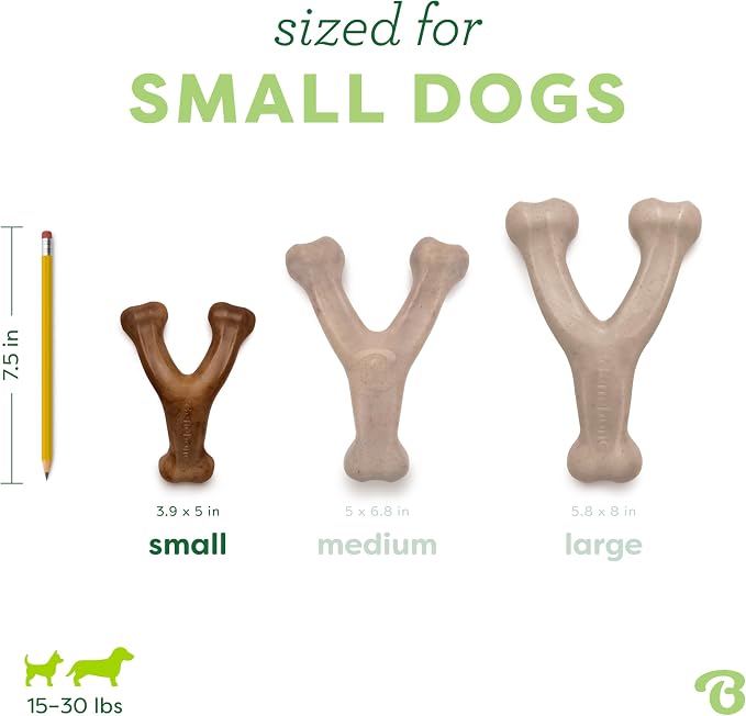 Benebone 3-Pack Wishbone Durable Dog Chew Toy for Aggressive Chewers, Variety Pack-Bacon, Chicken, Peanut Made in USA, Small