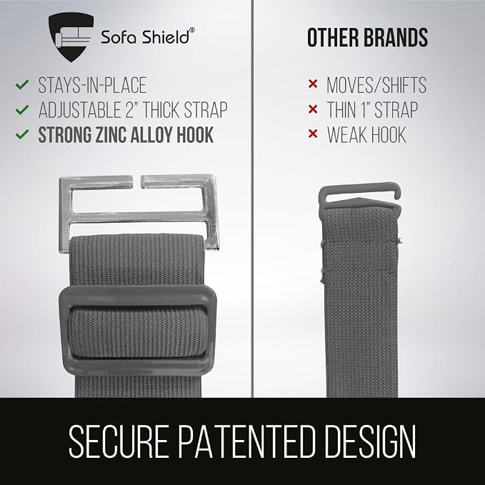 Sofa Shield® Couch Chaise Covers for Dogs, Reversible Furniture Protector with Strap, Stain and Tear Resistant Cushion Cover, 102x34 inch Seat, Machine Washable Slipcover Pets, Cats, Hunter Green Sage