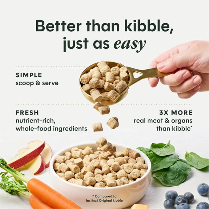 Instinct Freeze-Dried Meals, FreshDried Bites, Natural Dog Food, Grain-Free - Grass-Fed Beef, 3 oz. Bag