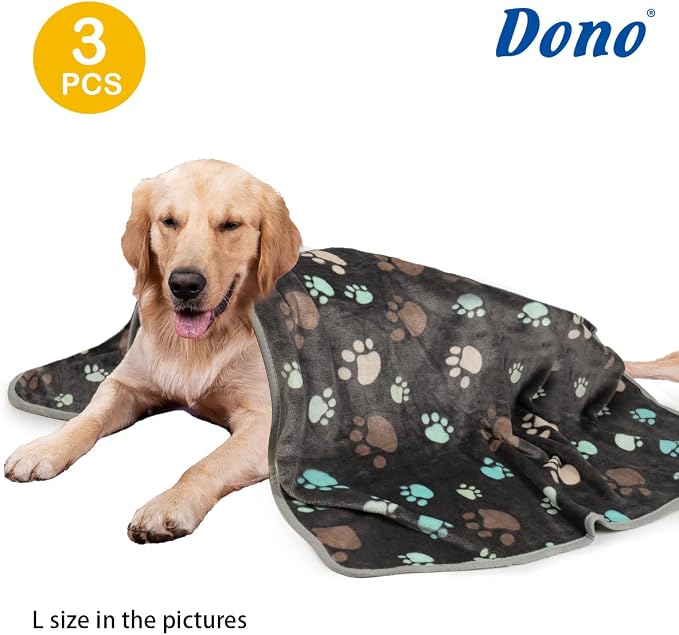 Dono 1 Pack 3 Dog Blankets for Small Dogs, Soft Fluffy Paw Print Pattern Fleece Pet Blanket Warm Sleep Mat, Puppy Kitten Blanket Doggy Mat for Dog Cat Kitten Doggy (40 * 30")
