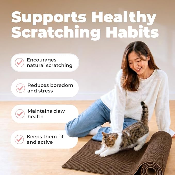 Best Pet Supplies Catify Cat Scratcher, Fun Interactive Scratchers, Posts, Poles, Claw Safe, Furniture Saver Indoor Play Support Natural Cat Behaviors Heavy Duty - Brown Mat - L: 78"